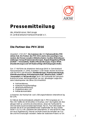 Die Partner des PVH 2016