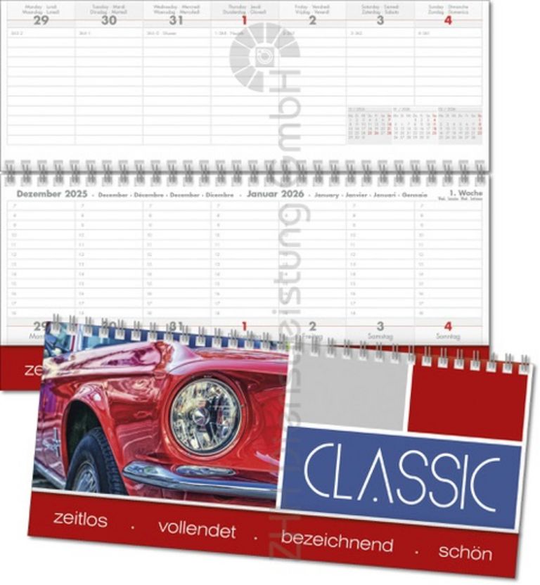 Tischquerkalender 2026 Kartoneinband