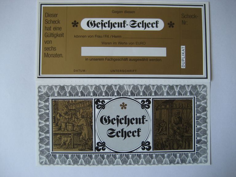 Geschenkscheck, goldfarben, B-Ware