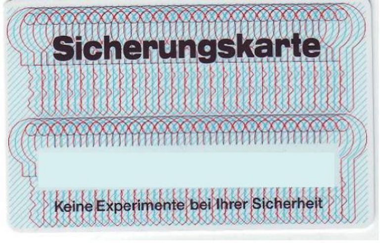 ZHH Sicherungskarten blanko