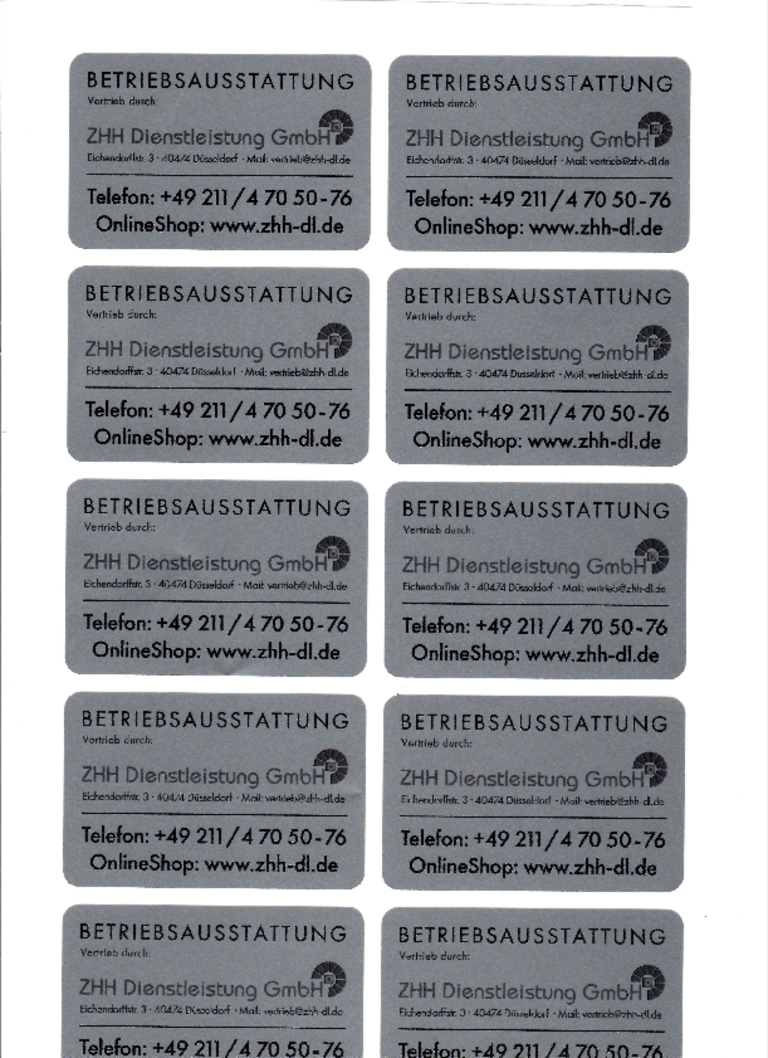 Aufkleber auf Silberfolie 85 x 55 mm