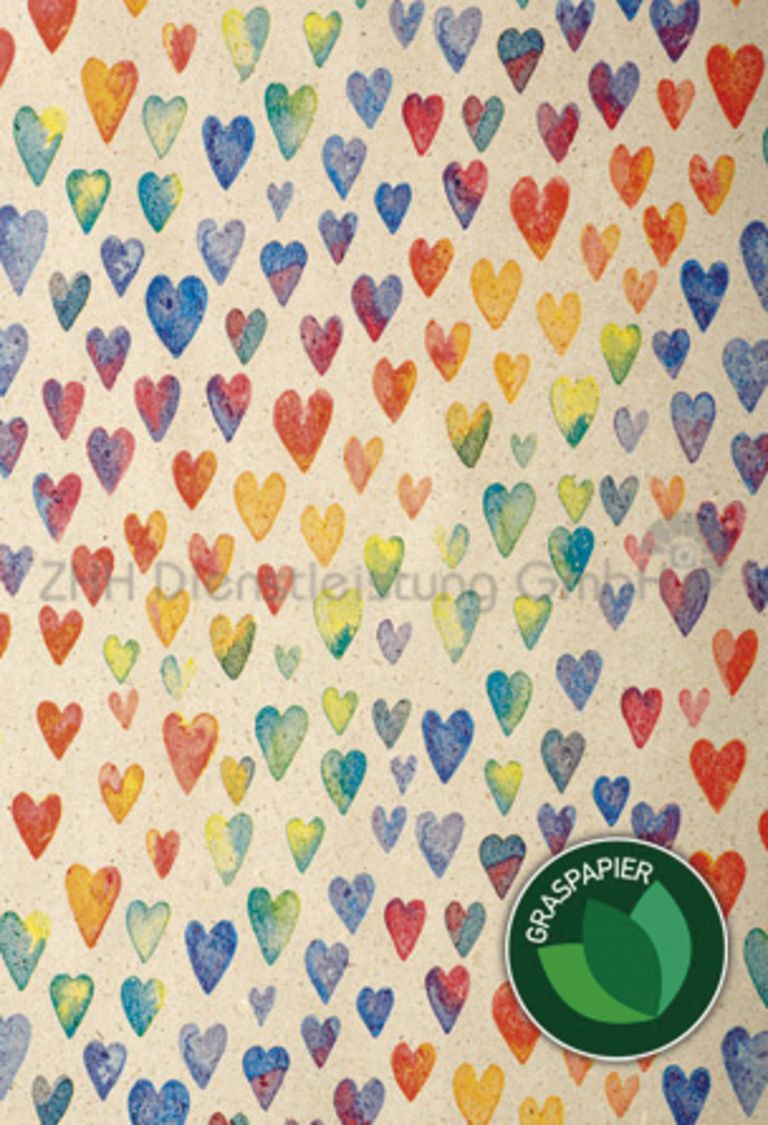 Geschenkpapier Herzen Secare Gras