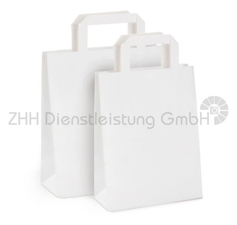 Papiertasche weiß 22+10x36 cm Flachhenkel