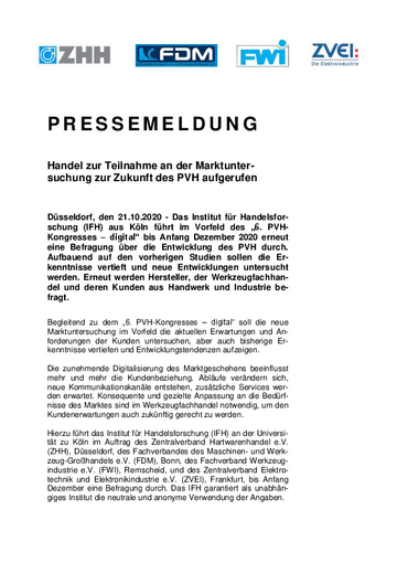 Pressemitteilung Marktuntersuchung Handel 2020