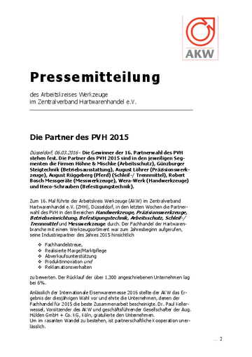 Die Partner des PVH 2015