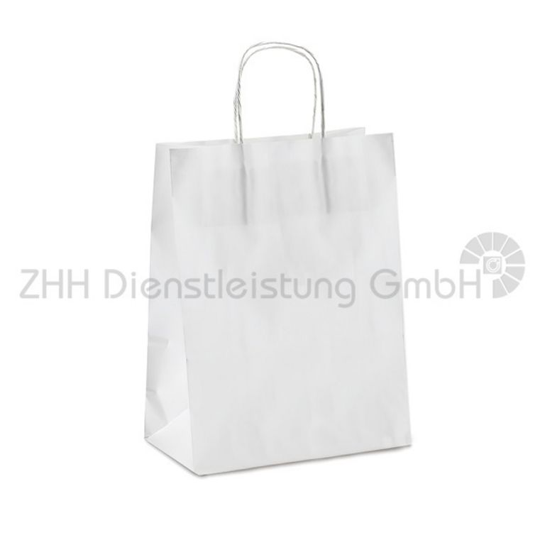 Weiße Papiertasche 54+15x49 cm Kordelhenkel