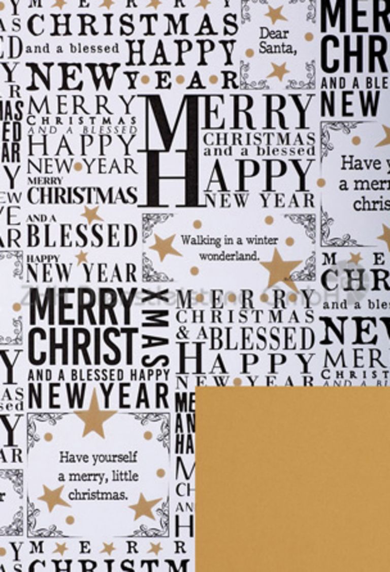 Geschenkpapier Merry Christmas s/w-gold Secare