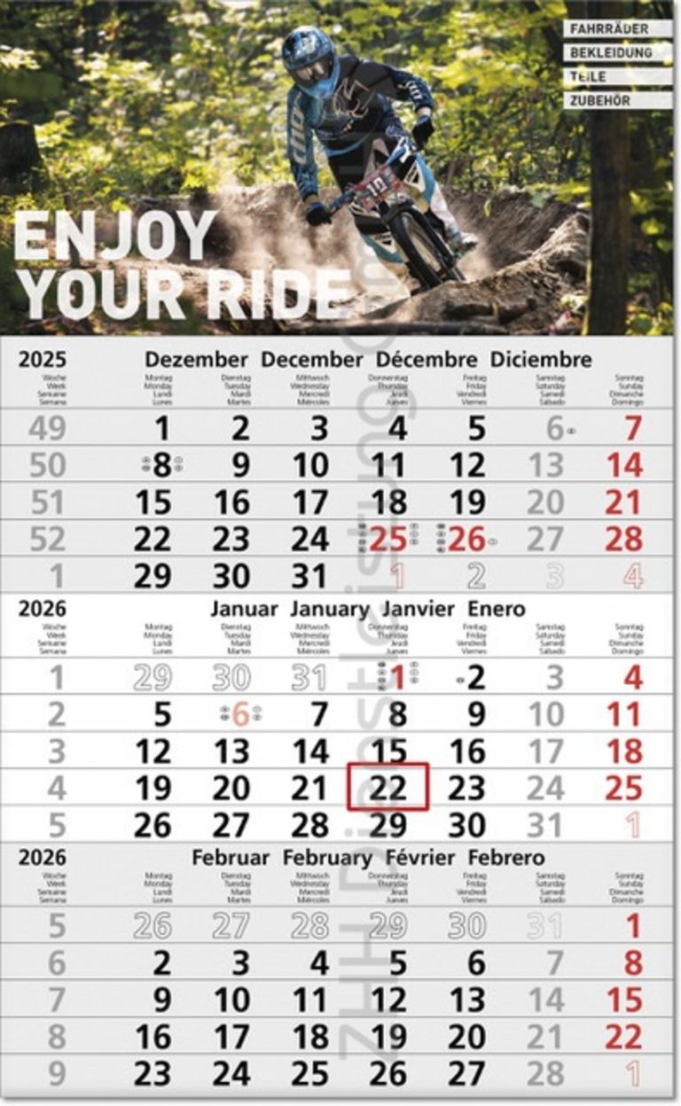 3-Monatskalender 2026 in 30 x 49 cm