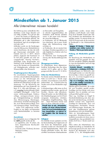 Mindestlohn ab 1. Januar 2015 - Alle Unternehmer müssen handeln!