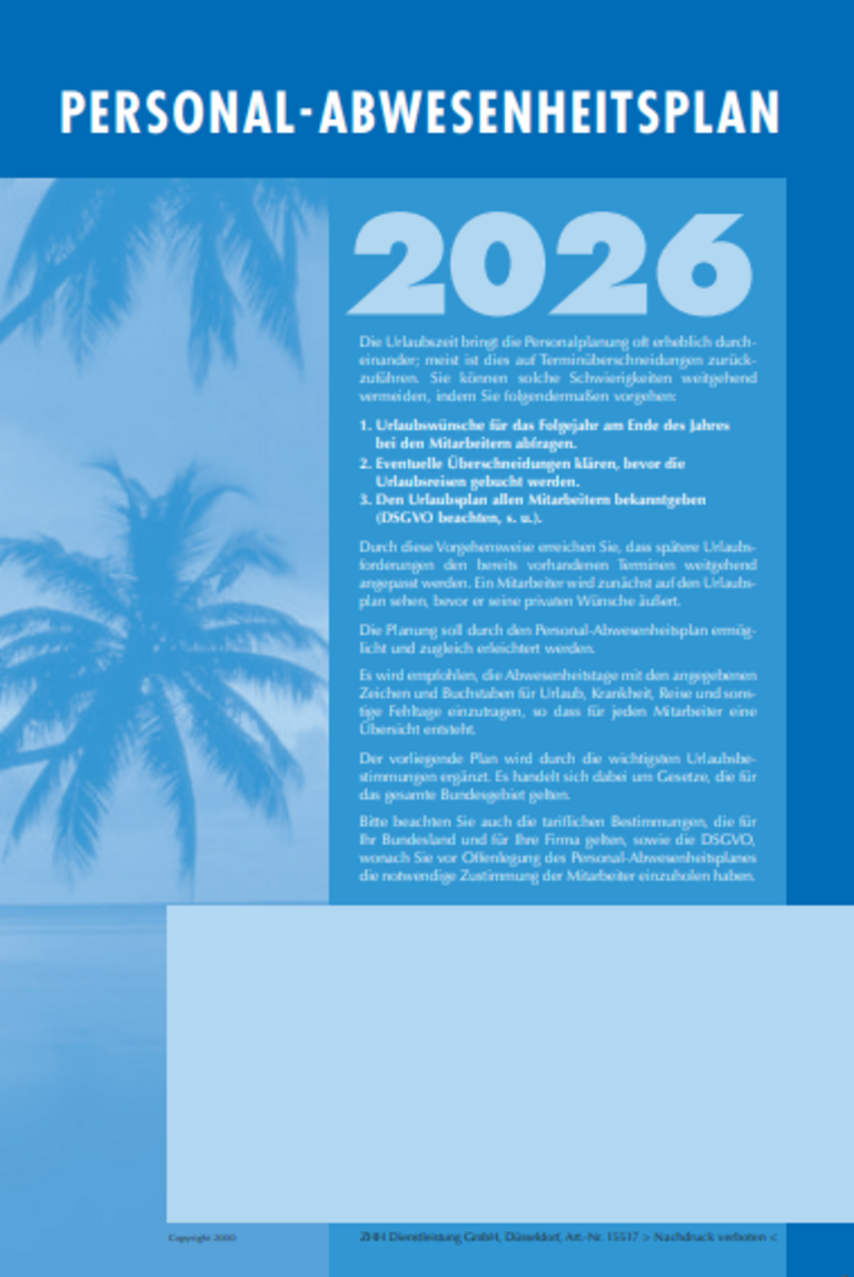 ZHH Personal-Abwesenheitsplan 2026 neutral
