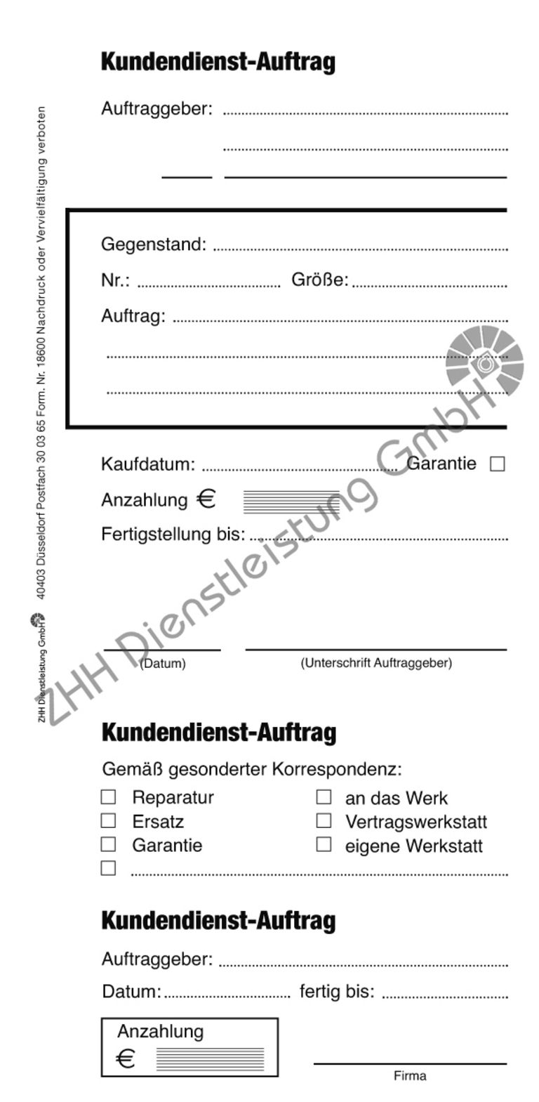 Kundendienst-Auftrag