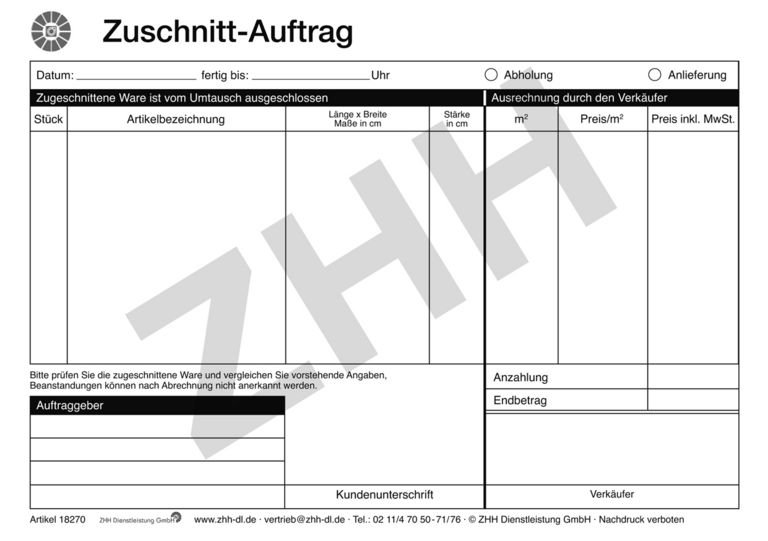 ZHH Holz-Zuschnitt A5-Block