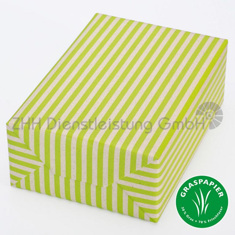 Geschenkpapier Streifen beige/grün