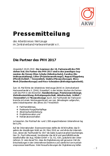 Die Sieger der Partnerwahl des PVH 2017
